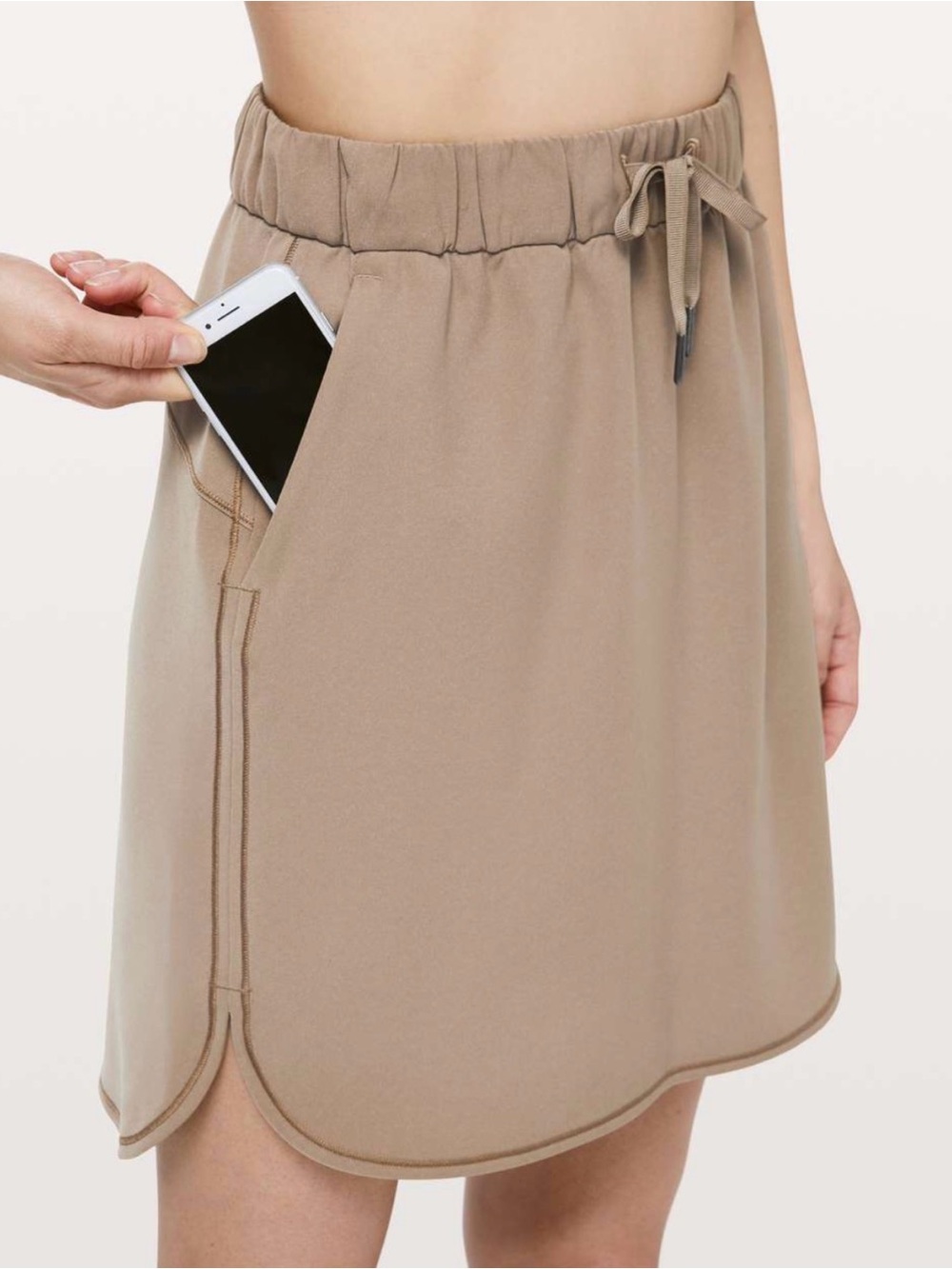 Lululemon On The Fly Skirt Travel Woven, Frontier Beige color, size 6
